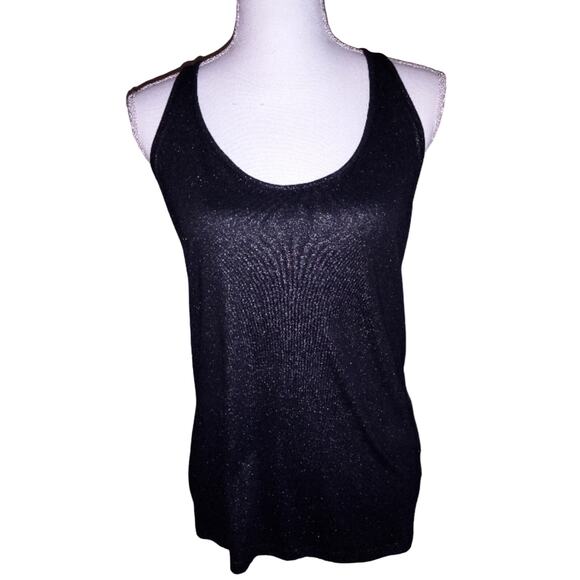 DECREE womens Black Shimmer Racer back Size L - Picture 2 of 10